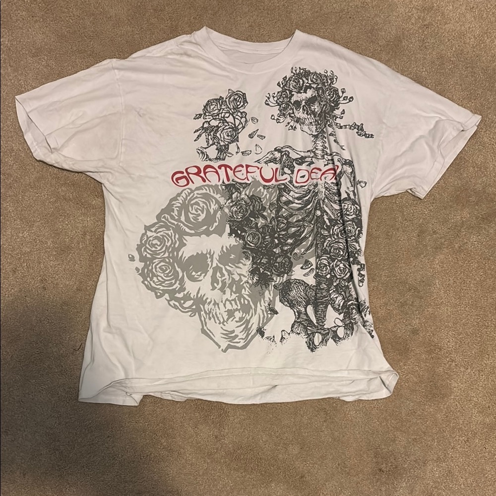 Liquid Blue Grateful Dead White and Black Skeleton Tee